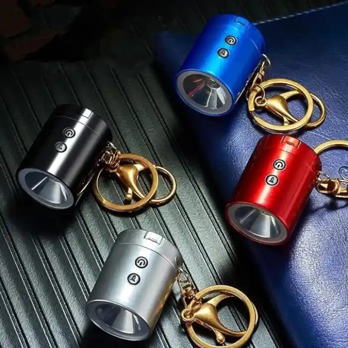 3 in 1 Portable Mini Rechargeable flashlight with lighter key Ring