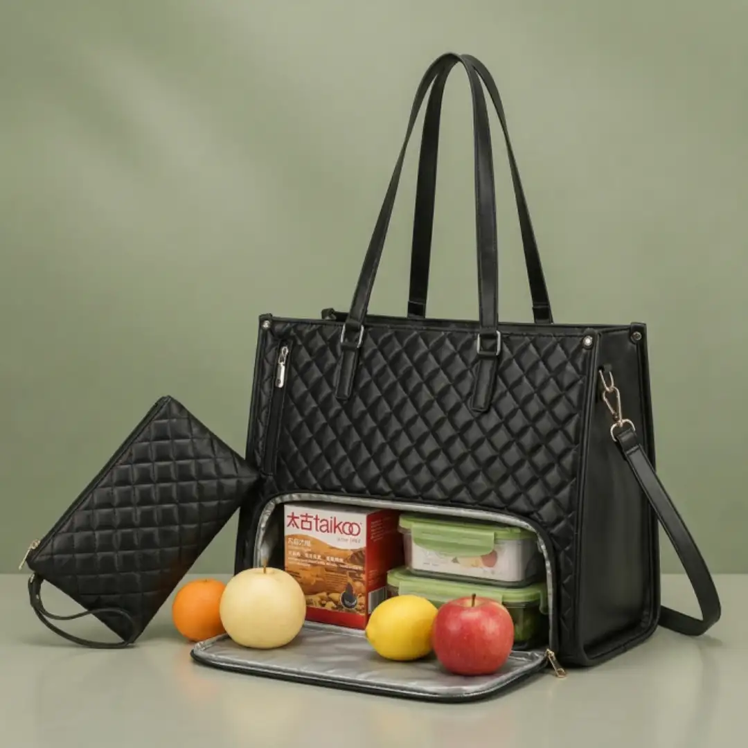 Women's Premium Lunch Tote & Pouch Set(Pink)